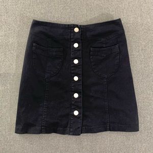 CHARLOTTE ROUSE | Black Faux Denim High Waisted Skirt; Women’s Size XL